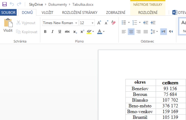 Zobrazen dokument v Office Web App