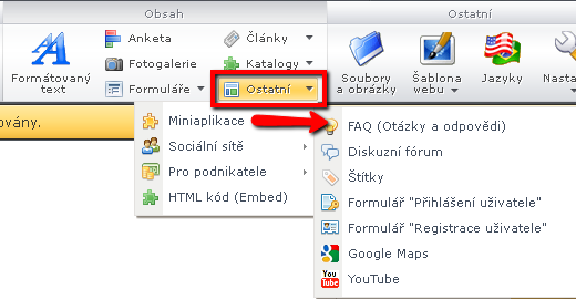 Miniaplikace FAQ (Otázky a odpovědi)