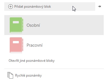 Přidání nového poznámkového bloku