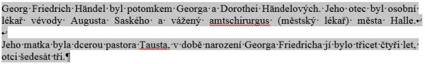 Označení celého odstavce