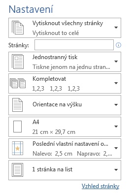 Nastaven tiskov strnky