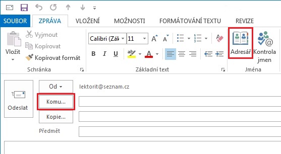 Přidělení adresy zprávě