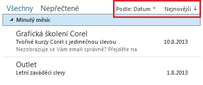 Řazení zpráv
