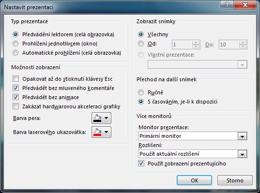 Nastaven prezentace